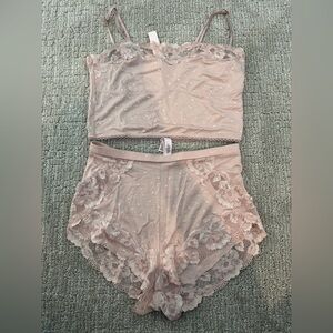Victoria's Secret Blush Lace Bandeau Set